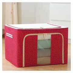 GENERICO - CAJA ORGANIZADORA DE ROPA CON CIERRE Y VARILLA COLOR ROJO
