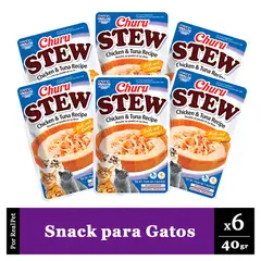 CHURU - Pack Snack para Gato Stew Pollo y Atún 6 Sobres 40 gr