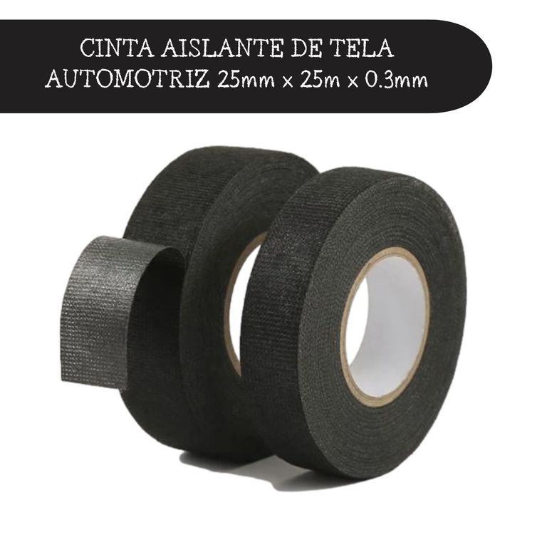 Cinta Aislante de Tela Automotriz Profesional Alta Resistencia 25mm x 25m