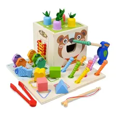GENERICO - Cubo Montessori Didáctico de Madera Osito Educativo 8 en 1