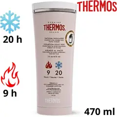 THERMOS - Thermos Sipp Vaso de viaje de acero inoxidable de 16 onzas (470 ml) Rosa mate