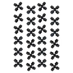 GENERICO - PACK X24 CONECTOR CRUZ PARA RIEGO 6 MM PLÁSTICO NEGRO