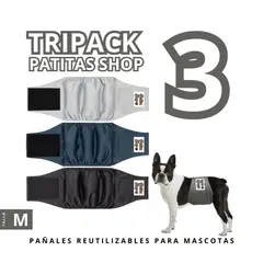 GENERICO - TRIPACK 03 Pañales Reutilizables Ecológicos PATITAS SHOP para Macho M