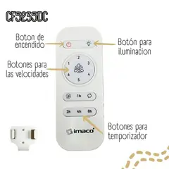 IMACO - VENTILADOR DE TECHO 52 CON LUZ Y CONTROL REMOTO CF5235DC