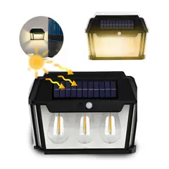 GENERICO - Lampara solar de pared exteriores 3 bombillos LED HW 999 – 3W