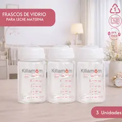 KILLAMOM - BOTELLAS DE VIDRIO  PARA ALMACENAR LECHE MATERNA / 3 UNIDADES