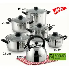 FACUSA - Juego de Ollas con Tetera Acero Inoxidable
