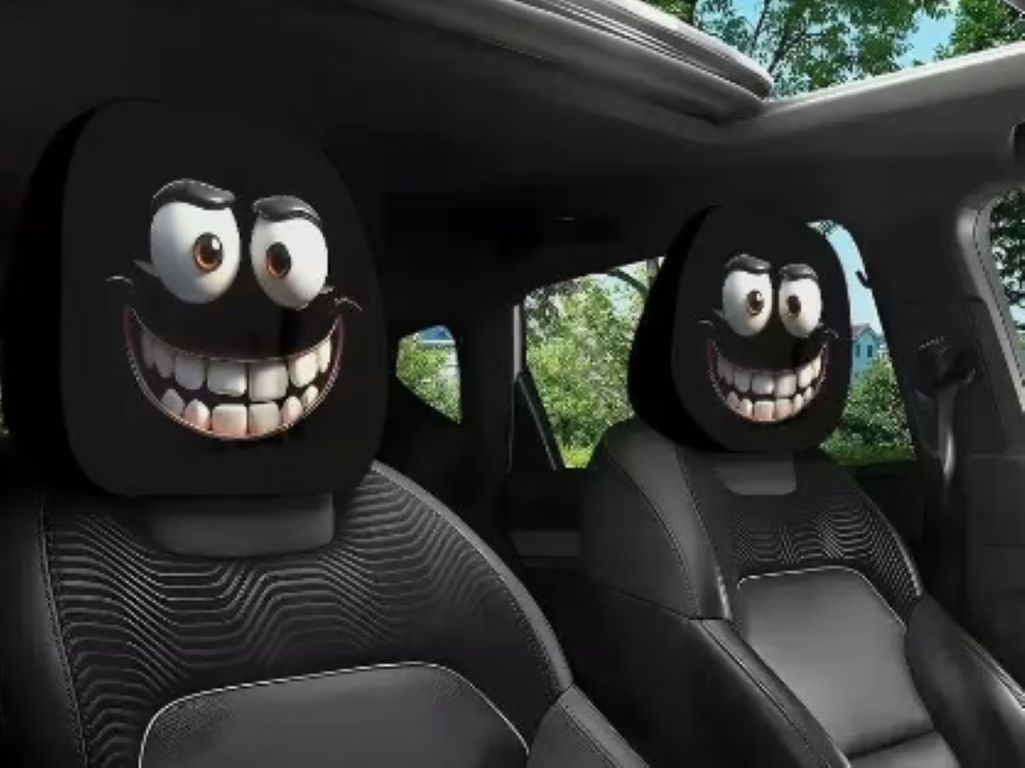 2 Fundas de Asiento Reposacabezas Rostro para Auto o Camioneta