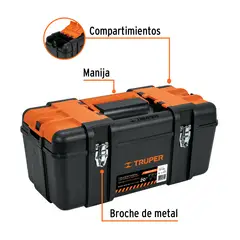 Truper - Caja para herramienta 20 compartimentos y broches metálicos