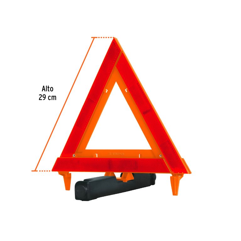 Triángulo de seguridad, 11", con estuche plástico, TRUPER 10943