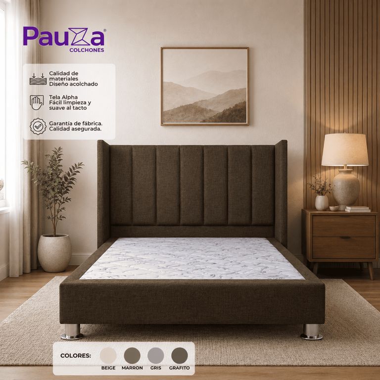 DORMITORIO PREMIUM LINEAL QUEEN MARRON