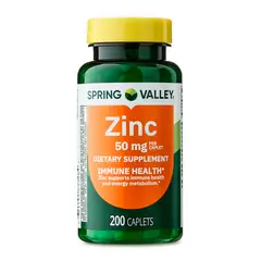 SPRING VALLEY - Zinc 50 mg Suplemento SPRING VALLEY Sin sabor 200 tabletas