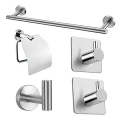 GENERICO - 5 PIEZAS TOALLERO ACERO/JUEGO DE ACCESORIOS DE BAÑO