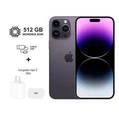 APPLE - Apple Iphone 14 Pro 512gb Grafito Purple + Kit de carga. Reacondicionado A2650