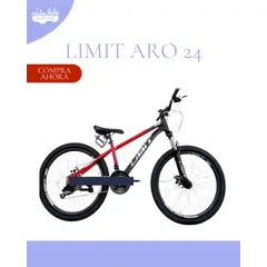 GENERICO - Bicicleta Deportiva Aro 24 "LIMIT" COLOR ROJO Y GRIS