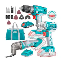 TOTAL TOOLS - Combo Taladro Atornillador + Oscilante + Llave De Impacto