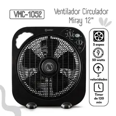 MIRAY - Ventilador Circulador 12 VMC-1052 Negro