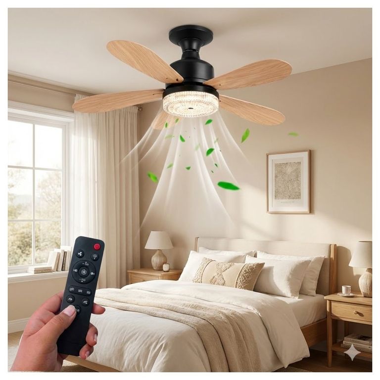 Foco Ventilador Led 18W Habitación Oficina Control Remoto Ventilador de Techo Silencioso y Moderno