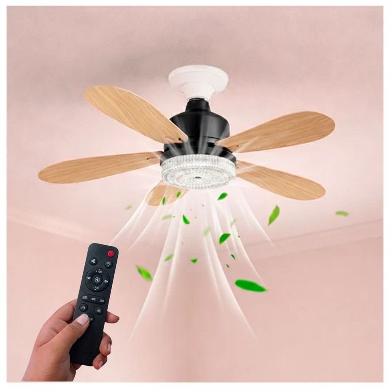 Foco Ventilador Led 18W Habitación Oficina Control Remoto Ventilador de Techo Silencioso y Moderno