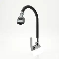 C&A - Llave Caño Negro De Lavadero de Cocina Pico de Ganzo Flexible Para Pared