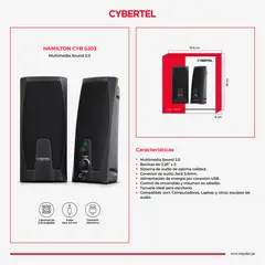 CYBERTEL - Parlante Usb para PC Negro Cybertel Hamilton - CYB S203
