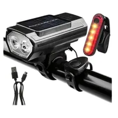 GENERICO - Luz Delantera Con Luz Trasera + Timbre Para Bicicleta