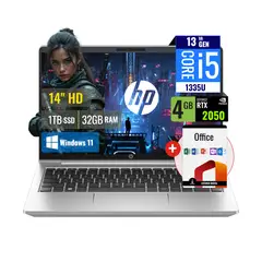 HP - Combo Laptop HP ProBook 440 Intel Core i5 1335U 32GB RAM 1TB SSD 4GB RTX 2050 14 HD Windows 11 + Office