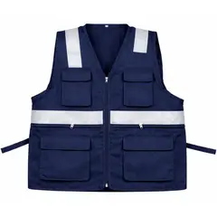 WORKFORCE - CHALECO MULTIBOLSILLO MARCA WORKFORCE  ALTA VISIVILIDAD DRIL AZUL TALLA L