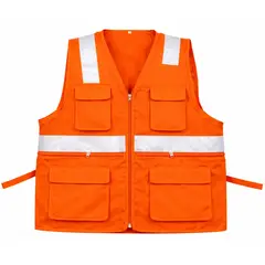 WORKFORCE - CHALECO MULTIBOLSILLO MARCA WORKFORCE ALTA VISIVILIDAD DRIL NARANJA TALLA S