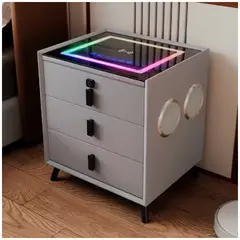 GENERICO - Mesa De Noche Smart De 3 Cajones - Gris
