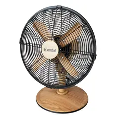 Kendal - Ventilador de Mesa 12 Pulgadas Metal Madera Beige Potencia 45W
