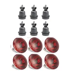 GENERICO - Pack de 6 Socket Cerámico Modelo E27 y 6 Focos Infrarrojos 150 w