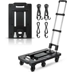 QUICK - Carro De Carga Plegable  Con Base Expandible  Negro