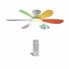 GENERICO - Ventilador  de Techo con Luz LED con Aspas Multicolor Decorativas