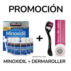 KIRKLAND - 1 CAJA Minoxidil liquido 6 Frascos + 1 Dermaroller 0.5mm
