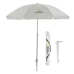 NATIONAL GEOGRAPHIC - Sombrilla para la Playa Protección UV Alta Quitasol NatGeo Blanca