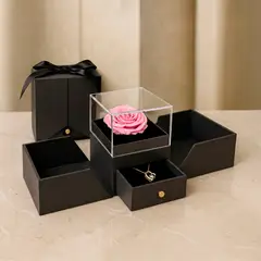 AIROSA - Joyero Eterno - Rosa Preservada Rosa Bebé + Collar Acero