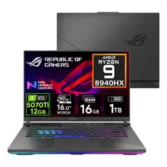 ASUS - Laptop gamer Asus Rog Strix G16 Ryzen 9 SSD 1TB 16GB RAM Nvidia RTX5070ti 16" IPS 165Hz