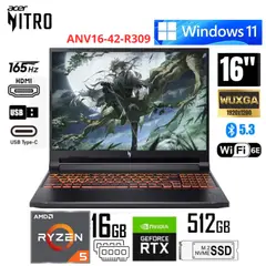 ACER - Laptop Nitro V16 AI ANV16-42-R309 AMD Ryzen 5 240 512GB 16GB RTX 5050 16" WUXGA