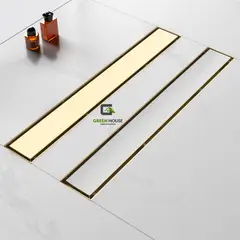 GREEN HOUSE - SUMIDERO REVERSIBLE DORADO MATE 8x40cm ANTIOLOR ACERO