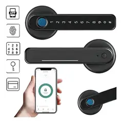 U BUY - Cerradura Inteligente Negra Con Huella Dactilar  Negro