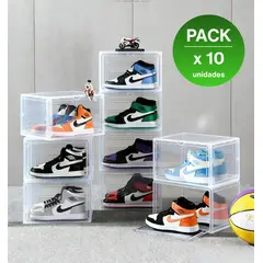 GENERICO - Set x 10 Organizadores Con Tapa Magnética De Zapatillas Jordan y Botines - Transparente