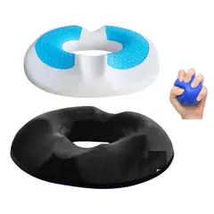 GENERICO - Cojin Ortopedico Asiento tipo Dona Anatomico con Gel + Bambu NEGRO