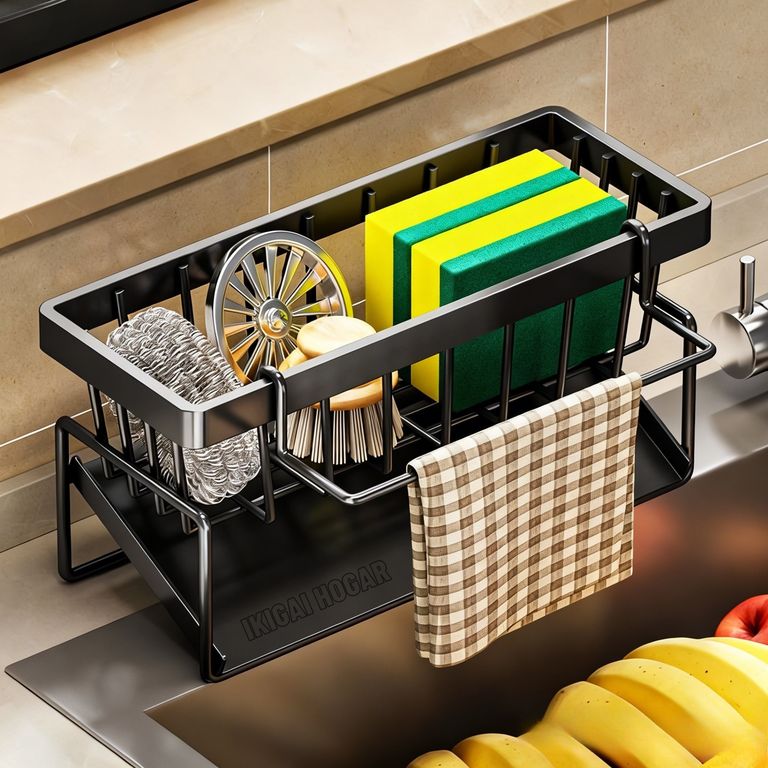 Organizador De Fregadero Para Esponjas y Lavavajillas De Acero Inoxidable