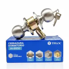 TRAVEX - Chapa Cerradura de Pomo Bola para Dormitorio Acero Inoxidable Travex