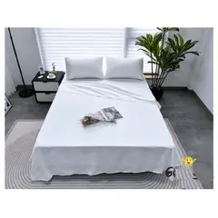 GENERICO - SÁBANAS JUEGO DE SABANAS 4 PIEZAS COLOR BLANCO 2 PLAZAS SET DE SÁBANAS
