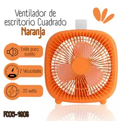 GENERICO - Ventilador de escritorio Cuadrado - NARANJA