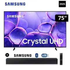 SAMSUNG - TELEVISOR SAMSUNG CRYSTAL UHD 75 4K Smart TV UN75U8000FGXPE + SOUNDBAR SAMSUNG