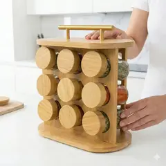 ELMEJORPRECIO - Porta Condimentos de 9 Frascos Bambú Strato