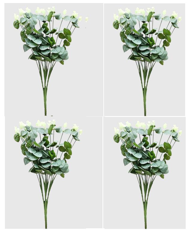 Juego de 4 ramos de eucalipto artificial para arreglos florales